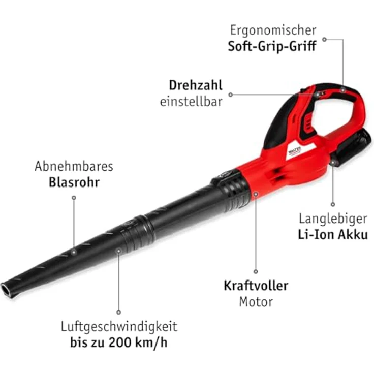 WALTER Akku-Laubbläser 12V Li-Ionen, Regulable Luftgeschwindigkeit bis 200 km/h, inklusive 2,0 Ah Akku & Ladegerät – Bild 3