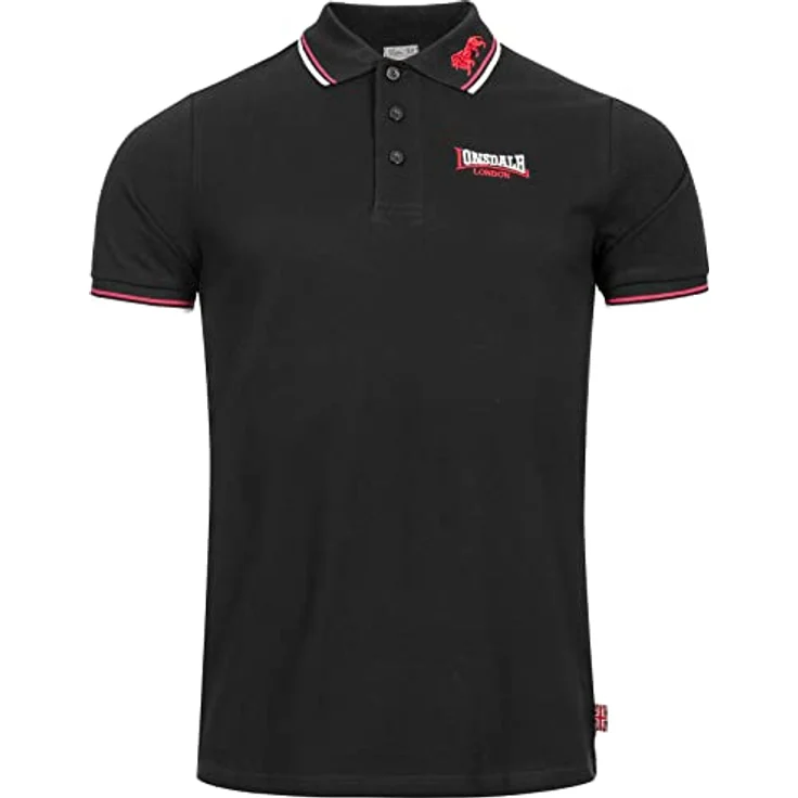 Lonsdale Poloshirt Lion, Arbeitsshirt mit farblich abgesetzten Stickereien und gestreiften Bündchen – Bild 3