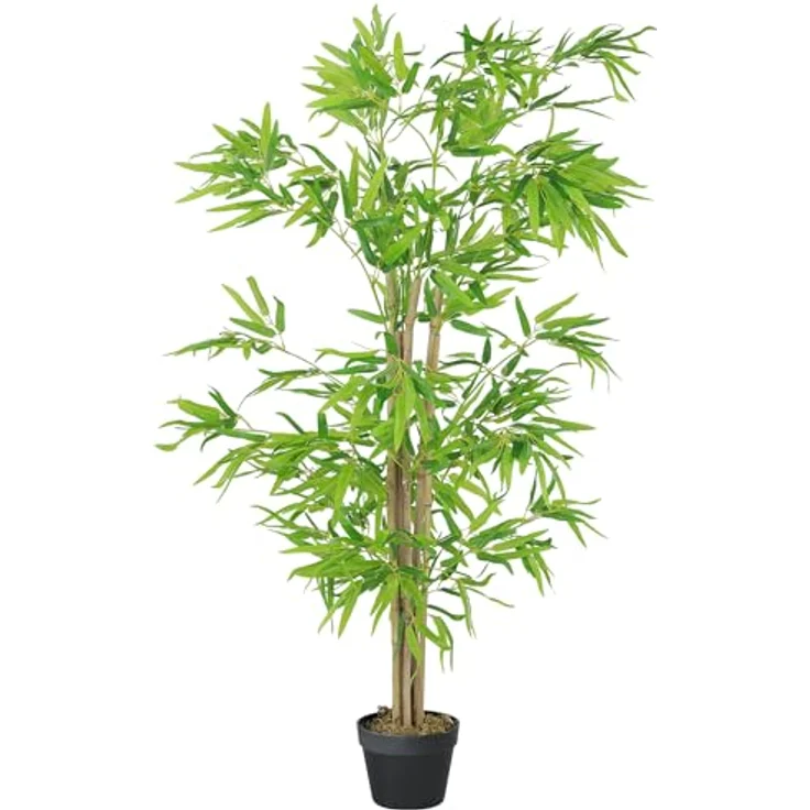 Outsunny HOMCOM künstlicher Bambus groß 150cm Kunstpflanze, Plastik Künstliche Pflanzen im Topf, Fake Plant Bambus wie echt mit Kunstmoos für Wohnzimmer Schlafzimmer Büro Garten Moderne Dekoration, grün – Bild 1