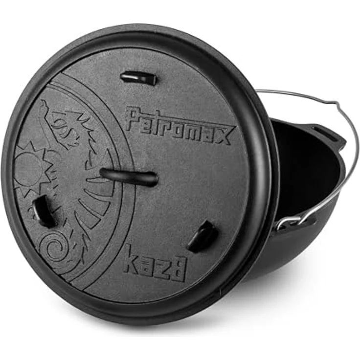 Petromax Kazan 8L Gusseisentopf für Outdoor-Küche & Lagerfeuer | Perfekt für Eintöpfe, Schmorgerichte & Brot backen | Langlebig & robust, Schwarz – Bild 2