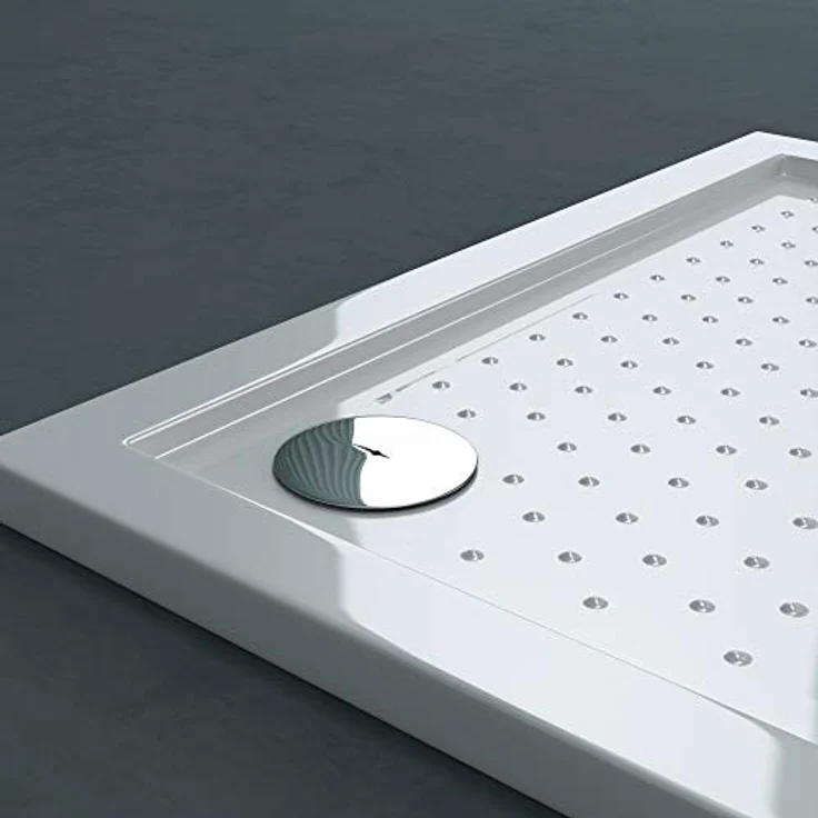 doporro Lucia1AR Duschwanne, quadratische Anti-Rutsch Duschtasse aus Acryl mit DIN-Anschlüssen, flach ohne Ablaufgarnitur – Bild 3