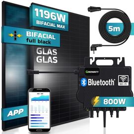 SUNNIVA® Balkonkraftwerk FULL BLACK BIFACIAL 1196W/800W