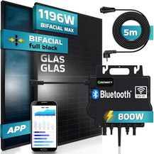 Bild für SUNNIVA® Balkonkraftwerk FULL BLACK BIFACIAL 1196W/800W Solaranlage mit 800W GROWATT Micro Wechselrichter Wifi Bluetooth