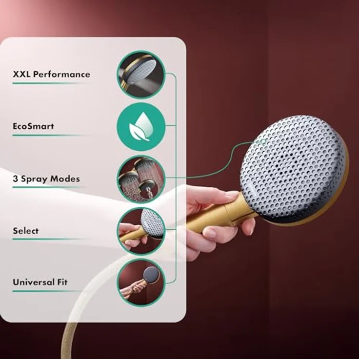 hansgrohe Raindance Alive Select S, Runde Handbrause mit 3 Strahlarten, 125 mm, brushed bronze, Anti-Kalk-Funktion, EcoSmart, 7.10 l/min – Bild 2
