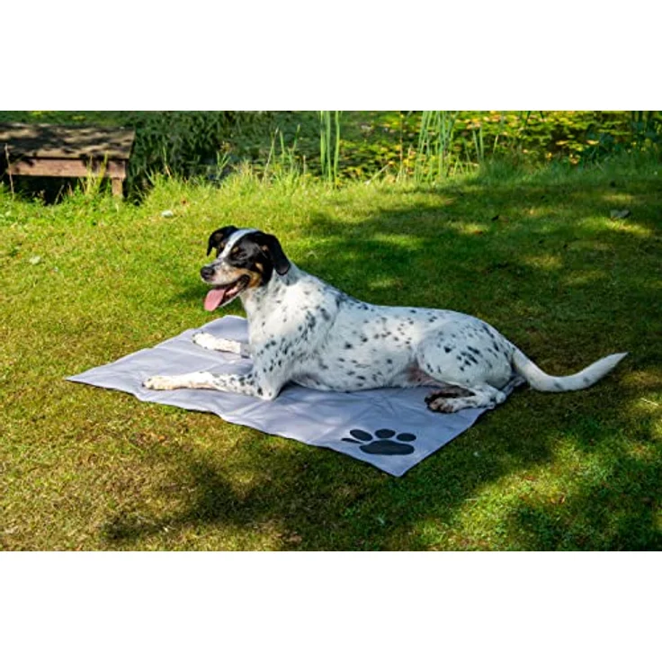 Dobar Kühlmatte mit Pfoten eckig L 99,5 x B 70 cm grau/schwarz, Selbstkühlend ohne Vorkühlen, für kleine und mittelgroße Hunde/Katzen – Bild 5