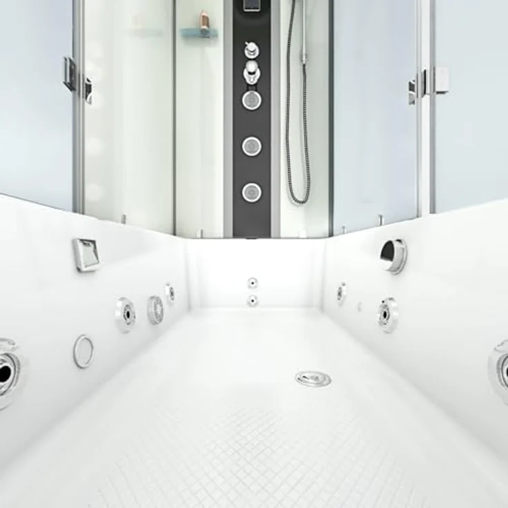 AcquaVapore K05-L01-WP, Whirlpool-Dusche Kombination 180x90 cm, weiß mit Regendusche, 10 Massagedüsen und Touchscreen-Display – Bild 9