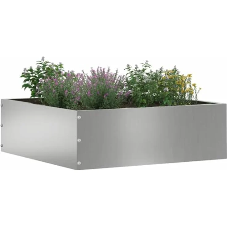 vidaXL Raseneinfassung Silber 40 x 40 x 13 cm, Verzinkter Stahl, Moderne Metallkante für Garten und Terrasse, Strapazierfähige DIY-Installation – Bild 2