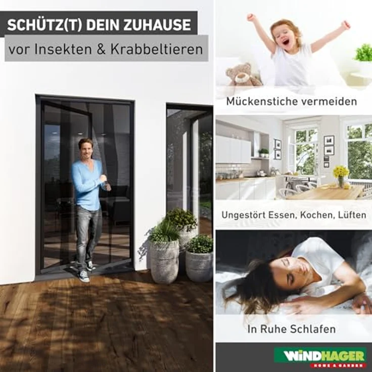 Windhager Teleskop Türvorhang, Insektenschutz, Fliegengitter, Lamellenvorhang, Türvorhang mit Teleskop-Lamellen, 120 cm, anthrazit, 03612 - Preisvergleich – Bild 2