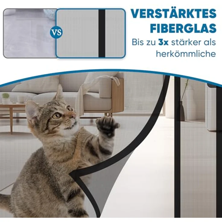 Sekey Fliegengitter Türvorhang, Magnet Insektenschutz mit Kratzsicherer Fiberglas-Qualität, Für Seitliches Öffnen, 110x220cm Schwarz, Einfache Installation ohne Bohren – Bild 5