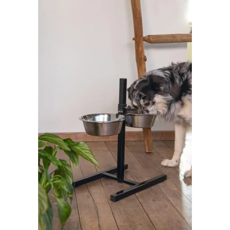 Beeztees BZ NAPFSTAENDER MIT 2X25CM EDE (5.06 l), Futternapf, Edelstahlnäpfe, Anti-Slip, spülmaschinenfest, schwarz – Bild 4