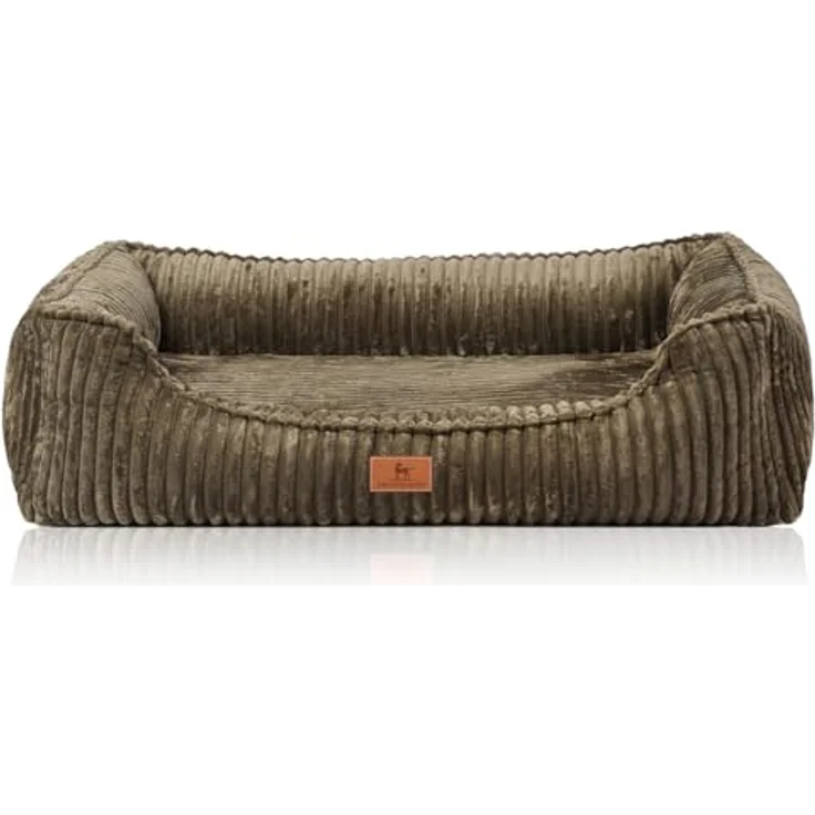 Knuffelwuff Orthopädisches Hundebett Breitcord Sedona XL 105 x 75cm Khaki, Abnehmbarer und waschbarer Bezug, für große, mittelgroße und kleine Hunde, rutschfester Unterboden – Bild 2