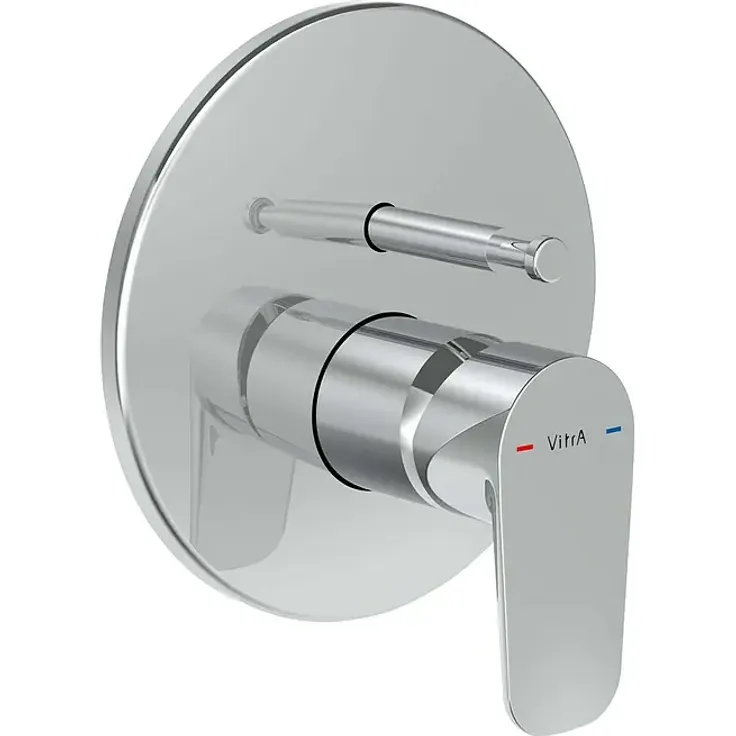 VitrA Flow Soft UP-Badewannenarmatur, Einhebelmischer mit Unterputzmontage, Chrom glänzend, Ausladung Armatur: 87 mm, massiver Messingkörper, Handbrauseanschluss, einstellbare Kartusche