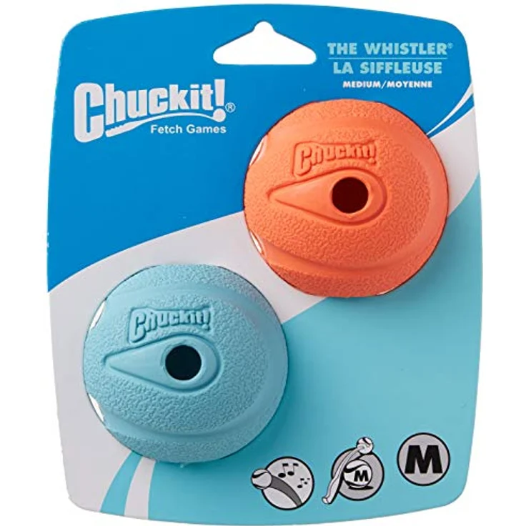 Chuckit! Hund Spielzeug zum Holen Whistler Ball Laut Spielen passt Launcher MEDIUM 4 Bälle – Bild 2