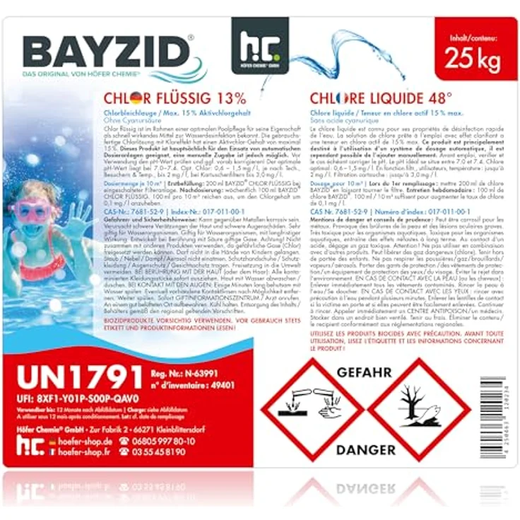 1 x 25 kg Chlor Flüssig BAYZID in 25 Kg Kanistern – Bild 4