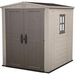 Keter Gerätehaus Factor 6x6, Beige, 6.2m³ Rauminhalt, Außenmaße (B/T/H):178 x 195.5 x 208 cm, wetterfest, wasserdicht, UV-beständig, Outdoor