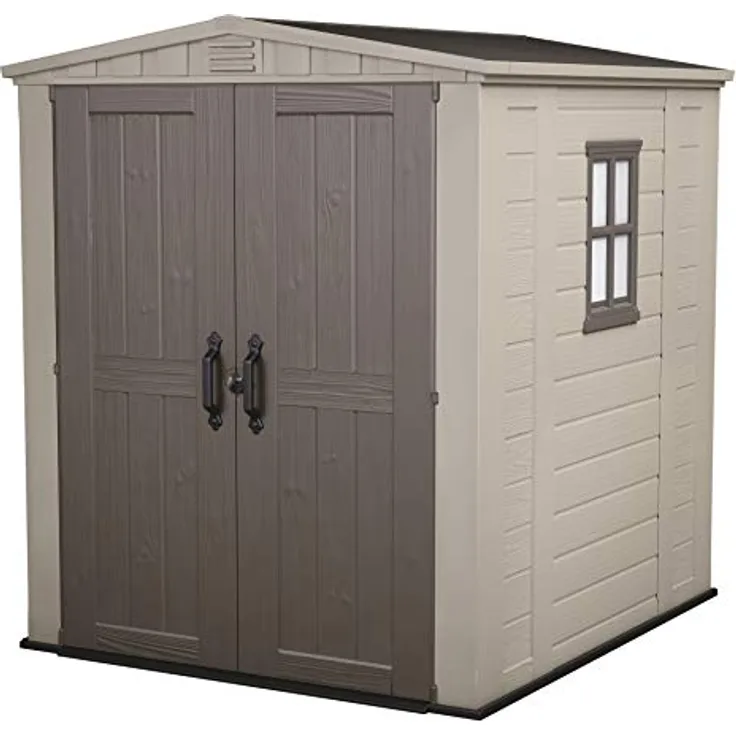 Keter Gerätehaus Factor 6x6, Beige, 6.2m³ Rauminhalt, Außenmaße (B/T/H):178 x 195.5 x 208 cm, wetterfest, wasserdicht, UV-beständig, Outdoor