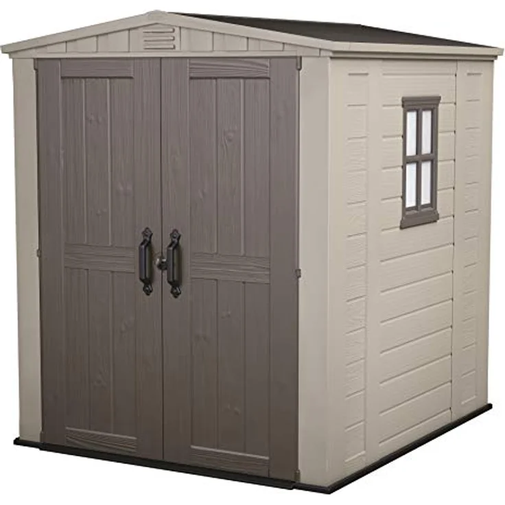 Keter Gerätehaus Factor 6x6, Beige, 6.2m³ Rauminhalt, Außenmaße (B/T/H):178 x 195.5 x 208 cm, wetterfest, wasserdicht, UV-beständig, Outdoor – Bild 1