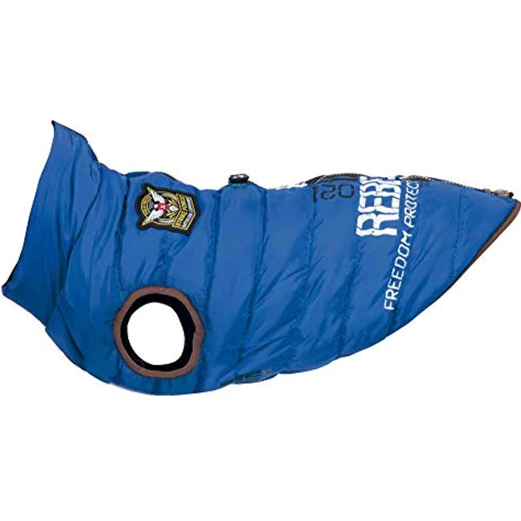 Trixie Mantel Hund Kleidung Haustiere - Jacke Umhang Weste mit Geschirr Großer Hund Kleine Medium Hunde Zubehör Umhang Geschirr Saint-Malo Größe XS 30 cm Blau – Bild 1