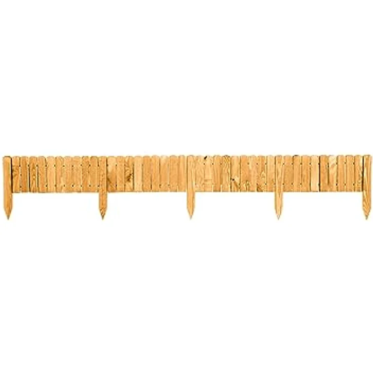 Garronda Beeteinfassung Holz Rollzaun 200 x 8 cm imprägniert, flexibler Rollborder, wetter- und schädlingsbeständig, hellbraun, Höhe: 8 cm – Bild 4