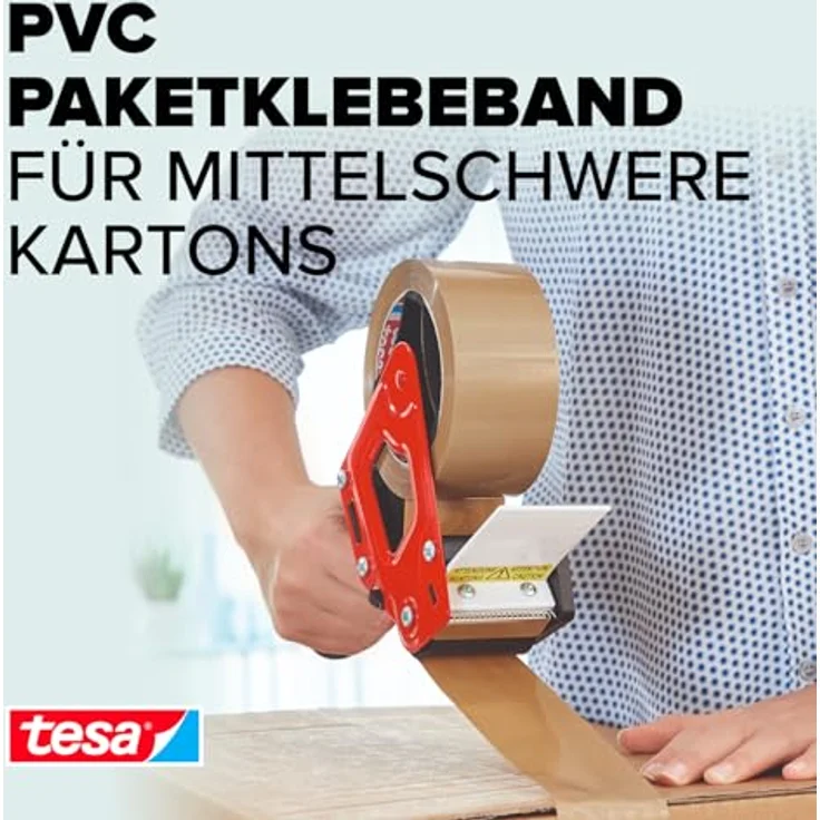 TESA Packband 4120, 50 mm breit, Länge 66 m, Paketband braun, Klebeband, robust – Bild 3