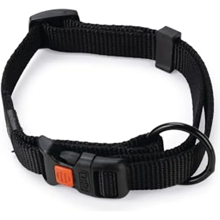 Karlie Art Sportiv Plus Halsband verstellbar, universal Farben Mix and Match, L: 30 - 45 cm, B: 15 mm, schwarz, mit Sicherheits-Steckschnalle und Zugentlastung