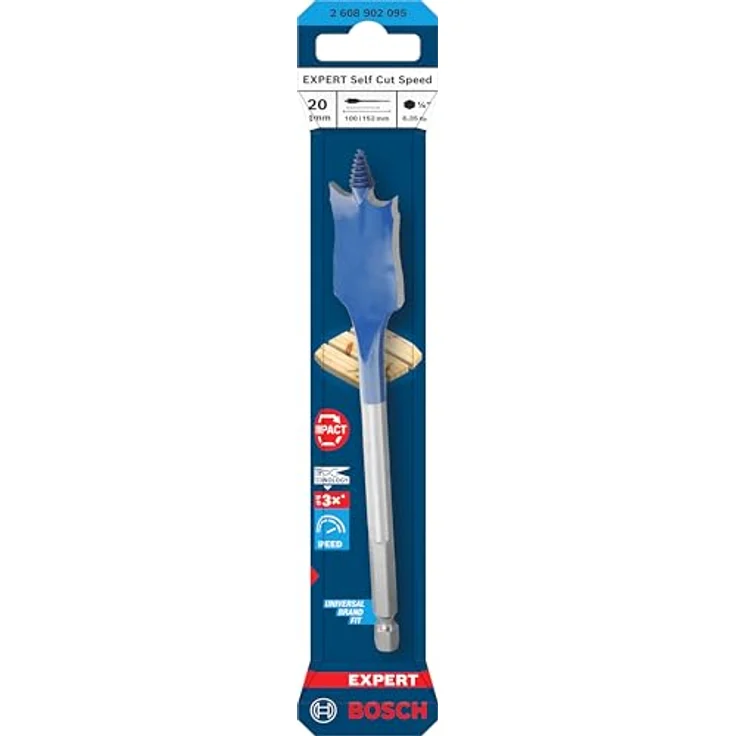 Bosch Expert Self Cut Speed Spade Bit, 20mm x 152mm, HEX Schaft, bis zu 3-mal schneller, für Weichholz – Bild 2