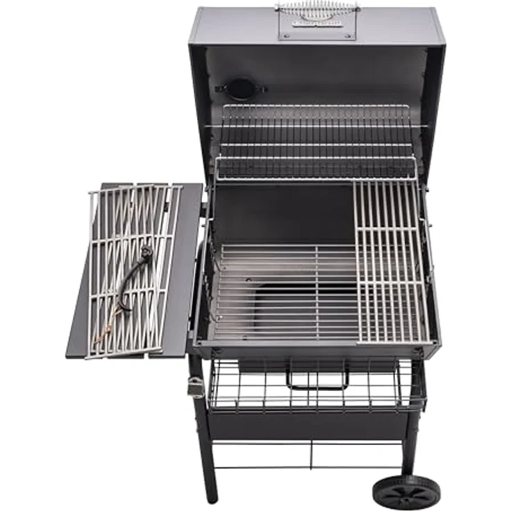 Char-Broil Charcoal M Grill, verstellbarer Holzkohlerost, ausziehbar zu Offset-Räucher, mit Deckelthermometer und Aschefalle – Bild 2