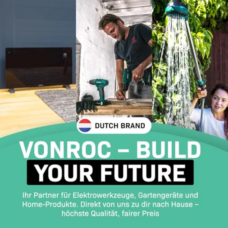 VONROC Akku Regenfasspumpe, Tauchpumpe für Regenwassertonne, 12V, 50W, 1500 l/h, max. 35 Min. Betriebsdauer – Bild 4
