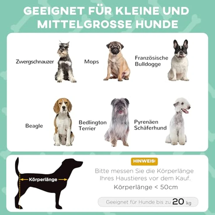 PawHut Erhöhtes Hundebett mit Baldachin, atmungsaktive Outdoor Hundeliege für kleine und mittelgroße Hunde, hellgrau, 76 x 61 x 69,5 cm – Bild 3