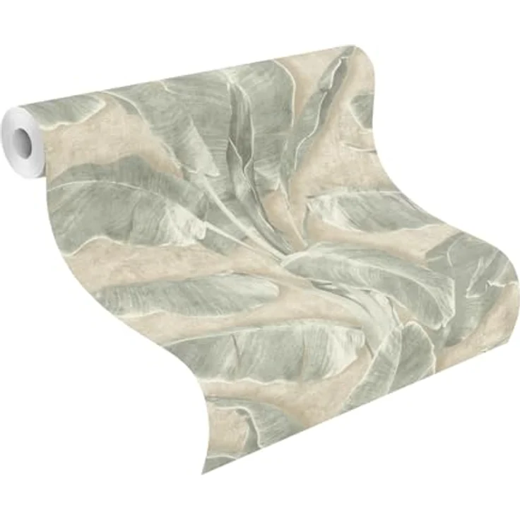 Rasch tesa Selbstklebende Tapete Cuba 371727 - Bananenblätter in Grün auf Beige, 6m x 0,53m, rückstandslos ablösbar – Bild 2