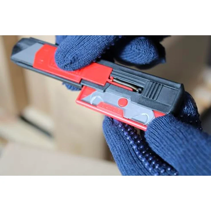 WEDO Safety Double Side Cuttermesser 19 mm, Teppichmesser mit 2 Klingen und gummiertem Griff, schwarz – Bild 7