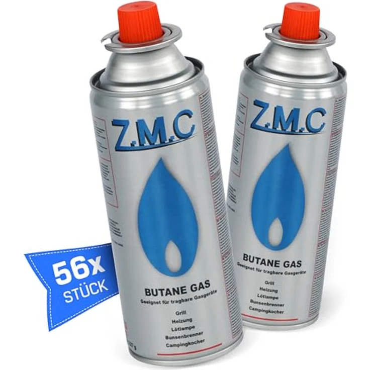 56 Kartuschen Butan Gas Kartusche Butangas Gaskartuschen Bunsenbrenner Campingkocher Gaskocher 227g Silber – Bild 2