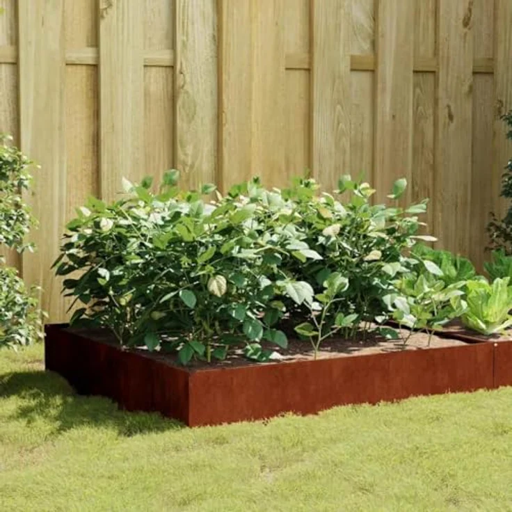 vidaXL Hochbeet Cortenstahl rostig, 100 x 100 x 33,5 cm, wetterfest und langlebig – Bild 3