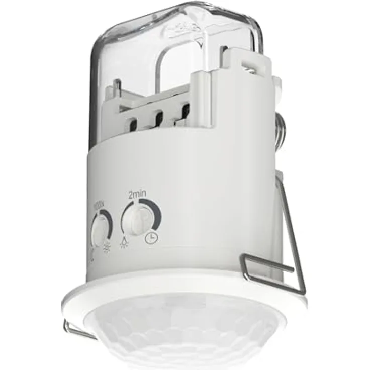 Theben 1030202 PIRA T6 Mini DE, Kompakter Bewegungsmelder für Innenbereich, 200 W LED, 360° Erfassungsbereich, Ø 6 m, Nachlaufzeit 5 s - 15 min, Deckeneinbau