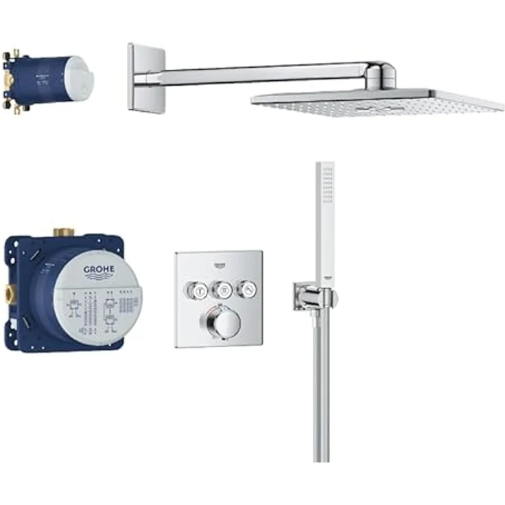 Grohe Precision Smartcontrol Duschsystem, Unterputz Thermostat mit 3 Absperrventilen, Quickfix, chrom – Bild 5
