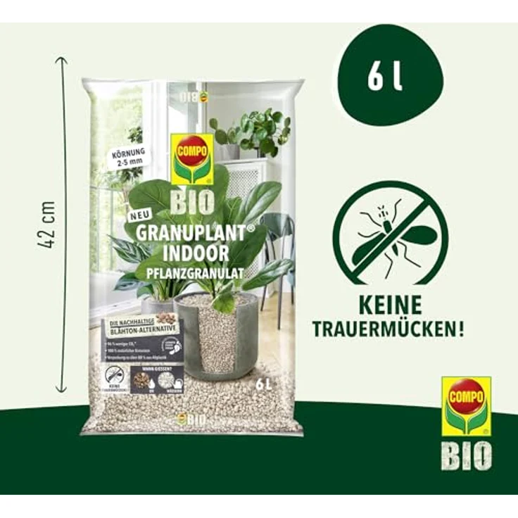 COMPO Bio GRANUPLANT Indoor Pflanzengranulat - 100% natürliches Bimsstein - Körnung 2-5 mm - 6 L, nachhaltiges Pflanzsubstrat für optimales Pflanzenwachstum – Bild 3