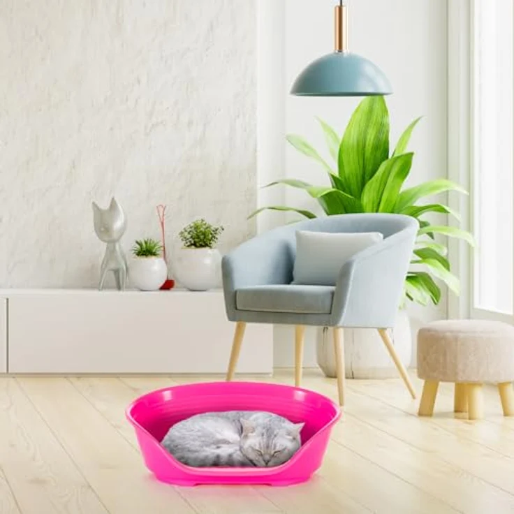 Ferplast Siesta Deluxe Hundebett/Katzenbett, atmungsaktives und waschbares Kunststoff-Hundebett, rutschfest, extra small, 43 x 28 x h 17,5 cm, Rose – Bild 4
