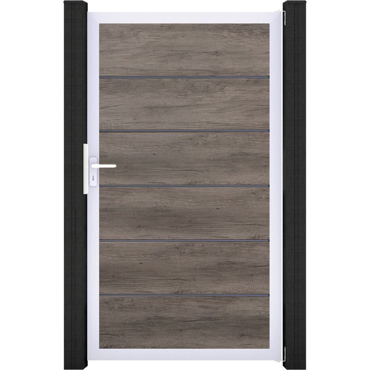 GroJa Einzeltor 'BasicLine Premium', Universal DIN, dunkel Eiche/silber, 100 x 180 cm, hochwertige Kunststoffkonstruktion, schnelle Montage, Made in Germany