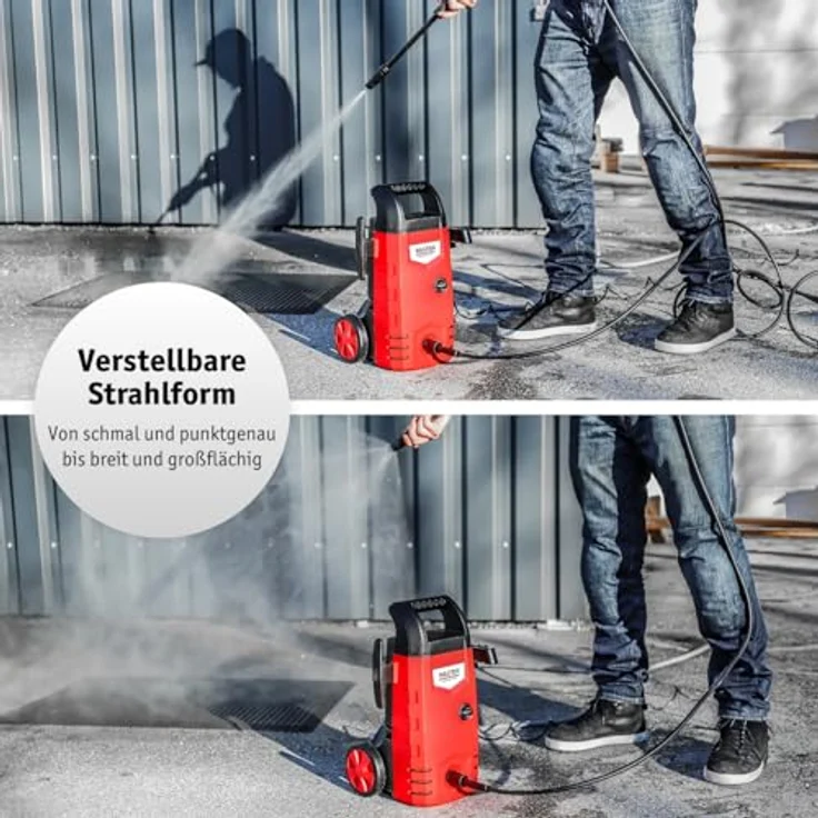 WALTER Hochdruckreiniger 230V 1400W, max 105bar, 6,5l-min, umfangreiches Zubehör, Einstellen der Strahlform – Bild 6