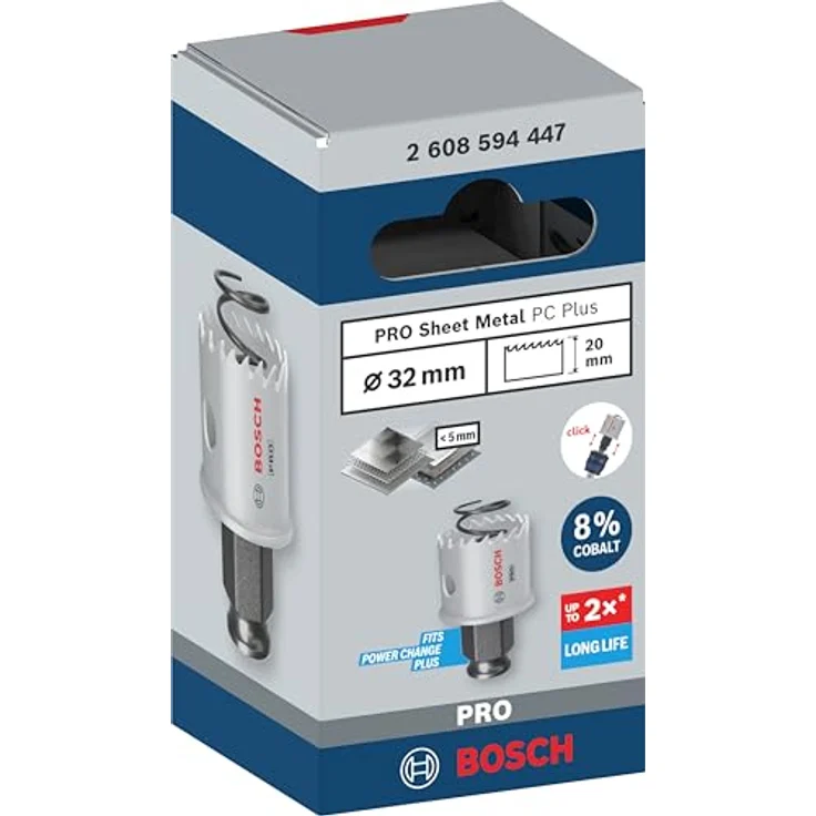 Bosch 1x PRO Sheet Metal Power Change Plus Lochsäge (Ø 32 mm, hält bis zu 2x länger, für Edelstahl- und Stahlbleche) – Bild 2