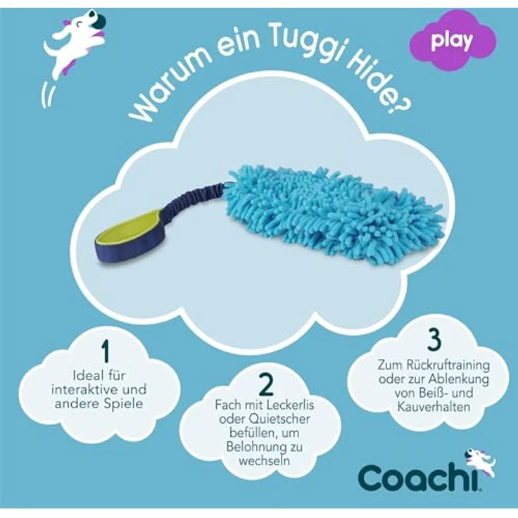 Company of Animals Coachi Tuggi Hide, interaktives Tierspielzeug mit dehnbarem Bungee-Griff, ideal für Belohnungs- und Rückruftraining, robust und angenehm, perfekt für Hunde & Welpen – Bild 2