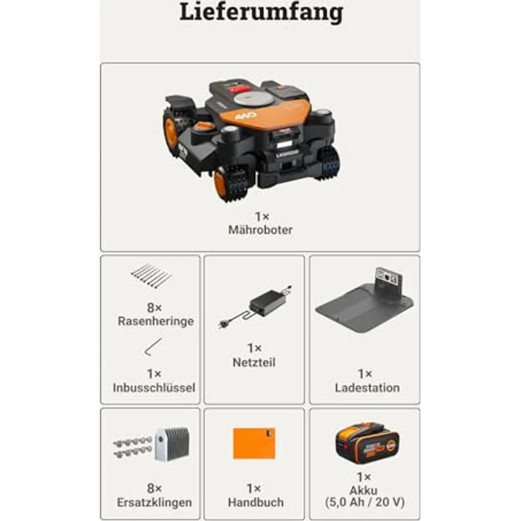 Worx Mähroboter 'Landroid Vision Cloud 4WD WR344', Allrad-Antrieb, bis 4000 m², präzise RTK Cloud Positionierung, App-Steuerung, Schnitt-Höhenverstellung – Bild 9