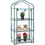 Relaxdays Gewächshaus Balkon, 3 Ebenen, Anzuchtregal HxBxT: 128 x 60 x 40 cm, PVC Foliengewächshaus, transparent-grün - Preisvergleich