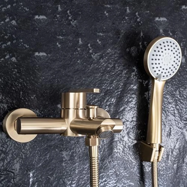 Rea Badewannenarmatur Ontario Js-11803Bg, Gebürstetes Gold, Komfortable Wasserregulierung, Solide Konstruktion, Modernes Design, Einfache Montage, 17,5X15X23,5Cm – Bild 5