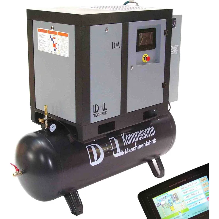 Apex Schraubenkompressor Schraubenverdichter 950/10/500 7,5kW 950L 10bar mit Trockner, leiser Betrieb und optimale Energieverwertung, 11 bar Kessel, 500 Liter, blau