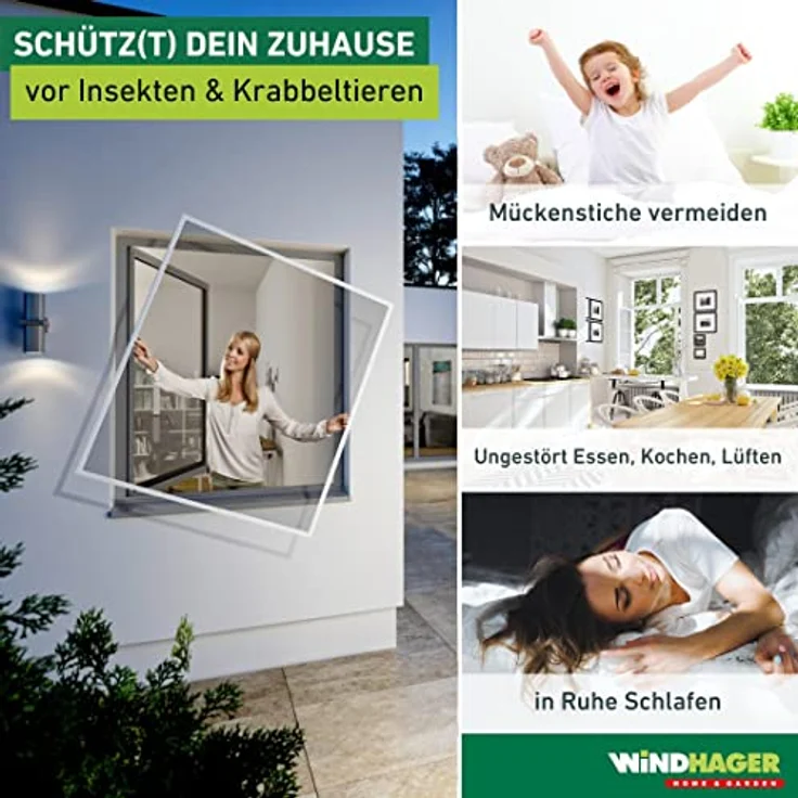 Windhager Insektenschutz teleskopierbares Fliegengitterfenster Flexi Fit, Spannrahmen-Fenster, Teleskopfenster ohne Sägen, Selbstbausatz 100 x 120 cm, weiß, 04303 – Bild 2