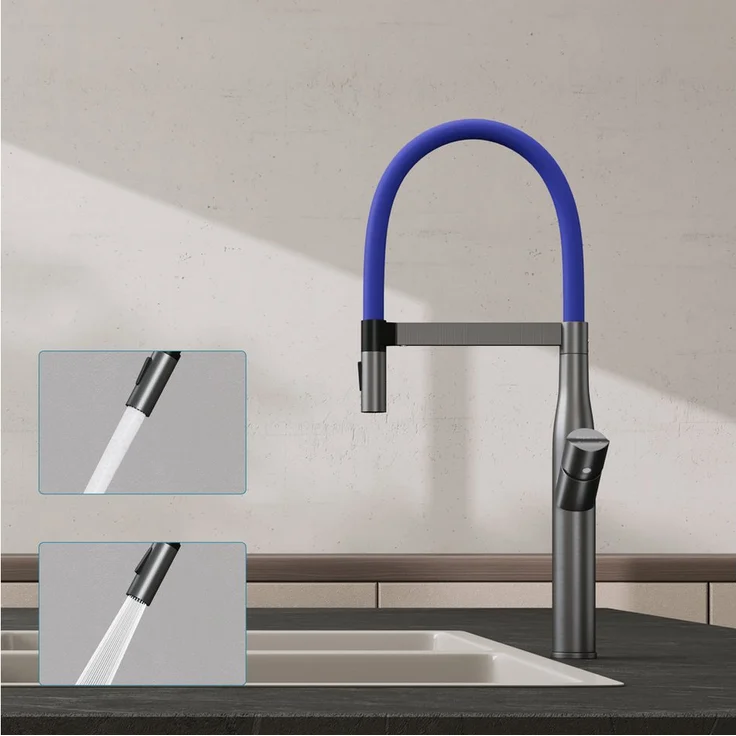 doporro Küchenarmatur Turnix-01, Edelstahl Wasserhahn mit 360° schwenkbarem Auslauf und Einhebel-Mischbatterie
