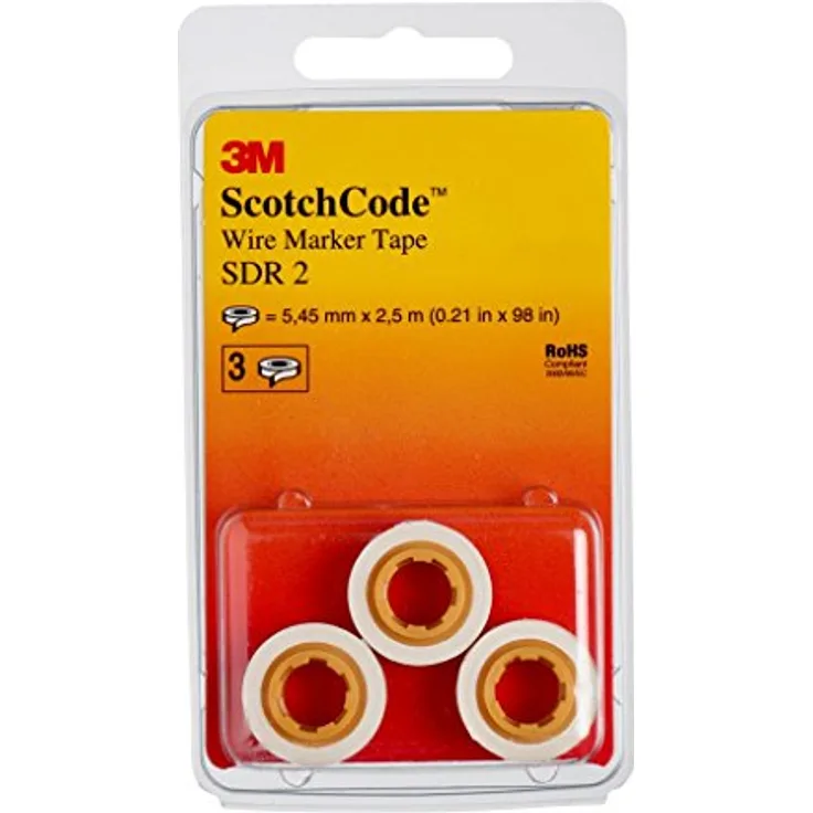 3M ScotchCode SDR-2 Kabelmarkierer Nachfüllrollen, Ziffer 2 (3-er Pack)