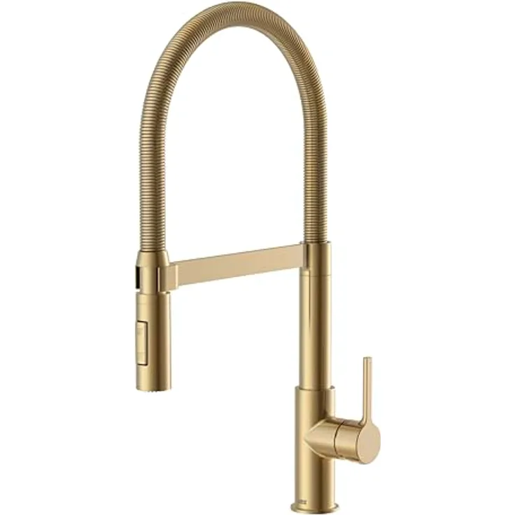 Lenz Küchenarmatur ALUNA Gold, flexible Geschirrbrause mit 2 Strahlarten, Anti-Fingerabdruck Oberfläche, hochwertige Keramikkartusche und Markenmischdüse