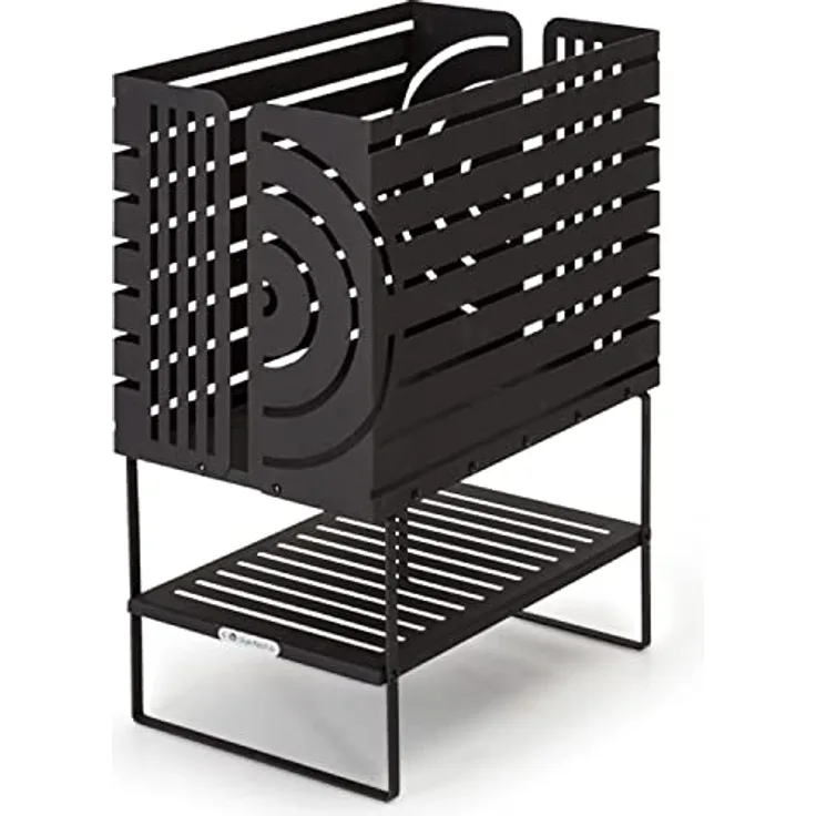 Blumfeldt Feuerschale Groß, tragbare Stahl-Feuerstelle 54 cm für Garten, Balkon & Camping, wetterfest mit Standfuß, rostfrei und stabil